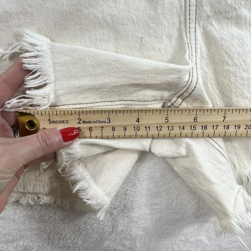 LOFT Plus 34 18 Petite Shorts Baggy High Waist Boyfriend‎ Raw Hem Denim Stretch
